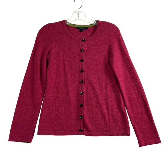 Boden Long Sleeve Button Front Cardigan Cashmere Angora Berry Pink Womens 8 - Picture 1 of 9